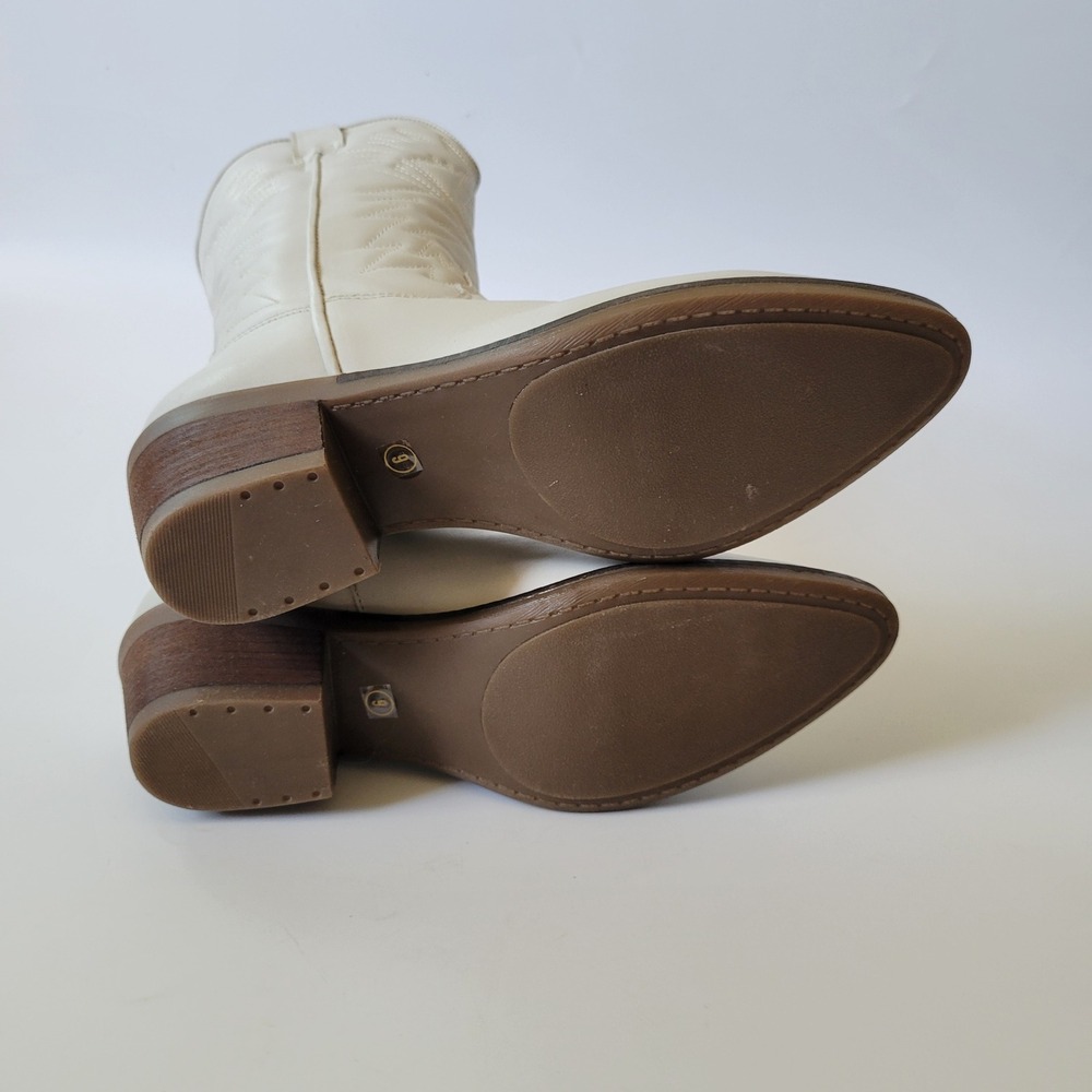 Steve Madden Hayward Western Boots 9M Ivory Knee High Cowgirl Minimalist Neutral - Picture 6 of 13